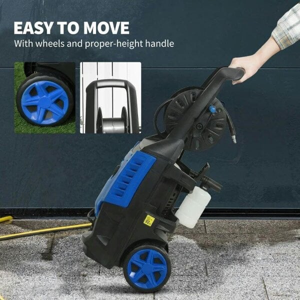 2200W High Pressure Washer, 170 Bar Pressure Washer with Adjustable Nozzle and 6M Hose, 32W x 32D x 80H cm Blue
