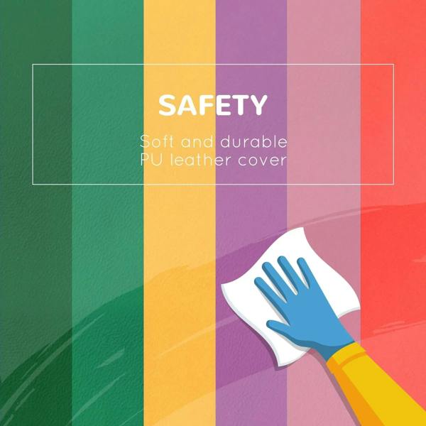 Multicolored PU foam play surface with hand protection icon