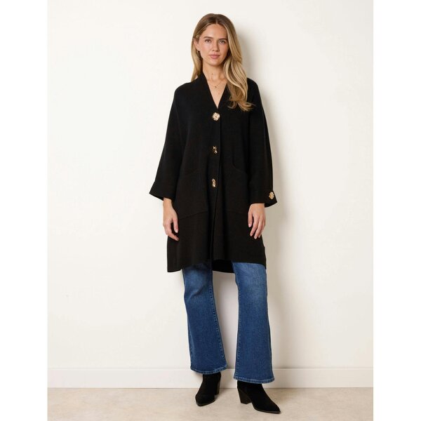 Blue Vanilla Gold Button Heavy Knit Cardigan