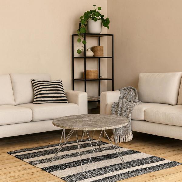 Wyld Haus Alba Round Coffee Table Grey Brown Marble Top Metal Legs