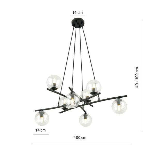 Emibig ESSA Pendant lamp 8 x E14 Black with Transparent Shade