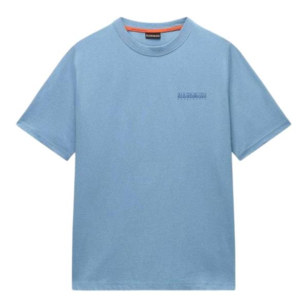 Napapijri Mens Geographic Printed Crew Neck T-Shirt - Faded Denim - 