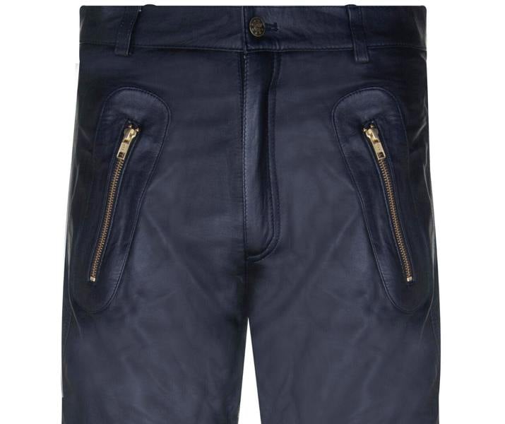 Infinity Leather Mens Leather Zip Jeans-Ancona