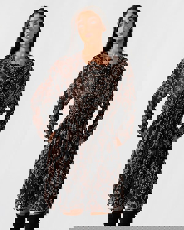 Maison Scotch Printed Sheer Lace Up Oversized Womens Dress