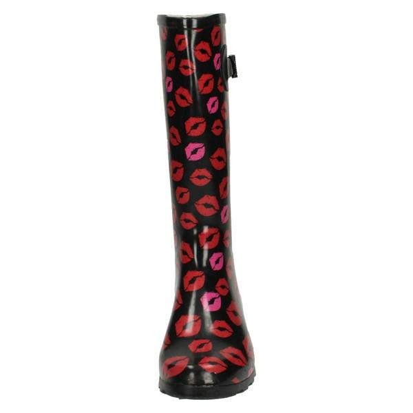 Spot On Ladies Spot On Printed Lips Wellington Boots