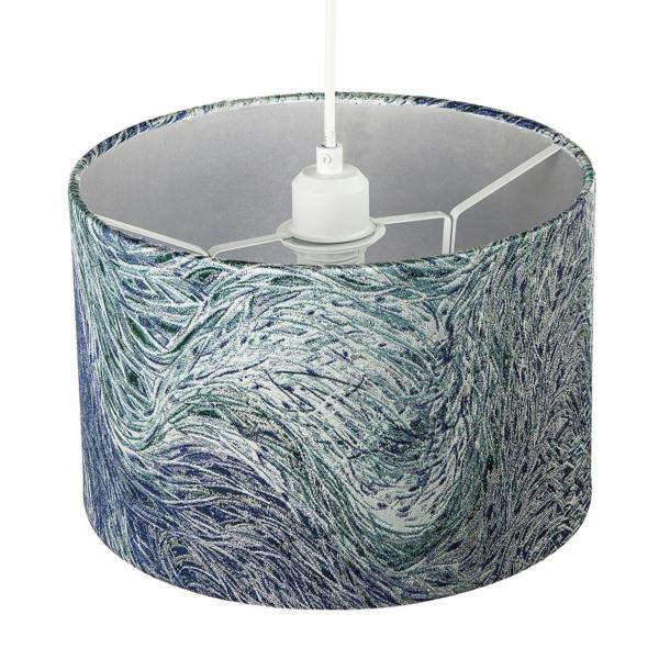 Artistic and Fluid Textured Lamp Shade in Blue Teal and Soft Green Image 3