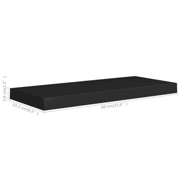 Berkfield Floating Wall Shelves 4 pcs Black 60x23.5x3.8 cm MDF