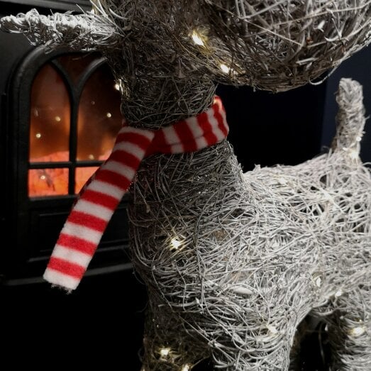 Samuel Alexander 66cm Battery Operated Rattan Woven Cupid Reindeer with Warm White LEDs