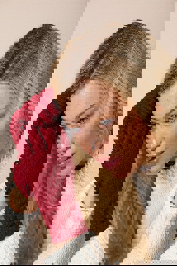 SVNX Bow Knitted Gloves In Red