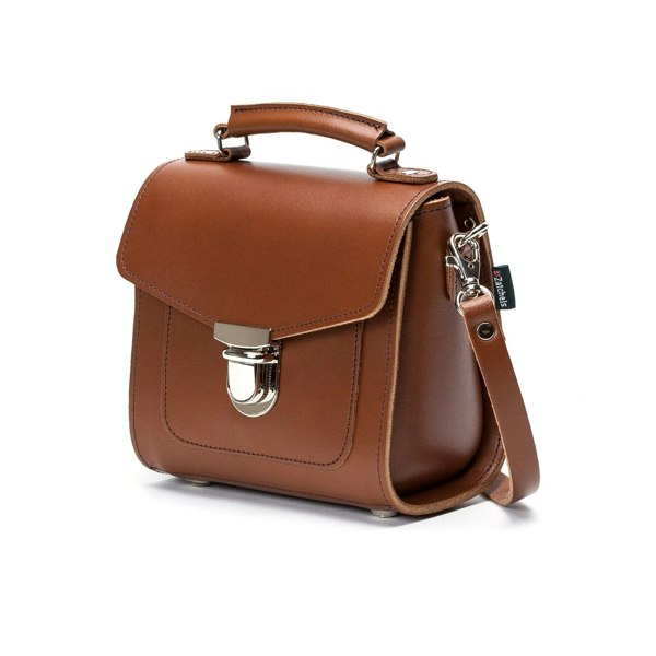 Zatchels Handmade Leather Sugarcube Handbag - Chestnut