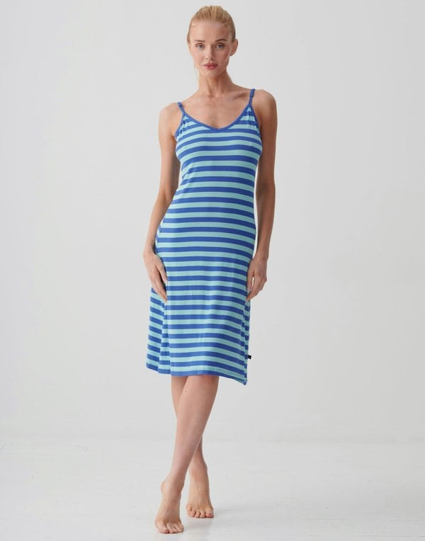 British Boxers Women's Bamboo Strappy Nightdress – Crystal Blue