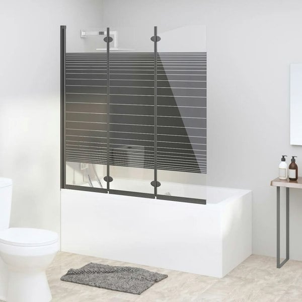 Berkfield Foldable Shower Enclosure 3 Panels 130x130 cm ESG Black