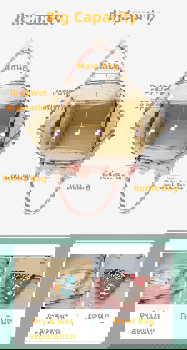 Anymom Mommy Baby Changing Bag Black Backpack Big Capacity Handbag