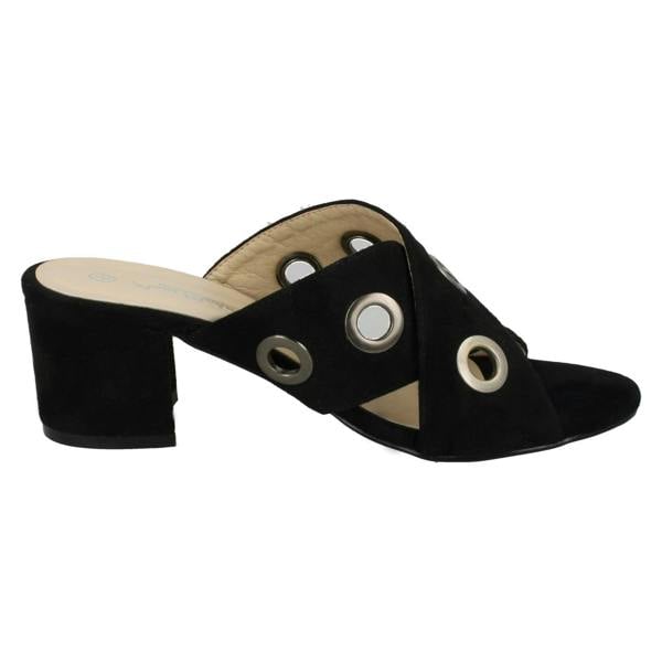 Anne Michelle Ladies Anne Michelle Mid Heel Cross Over Vamp Mules