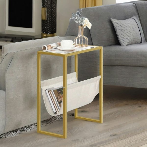 Rafaelo Mobilia Sofa End Table with Fabric Magazine Holder