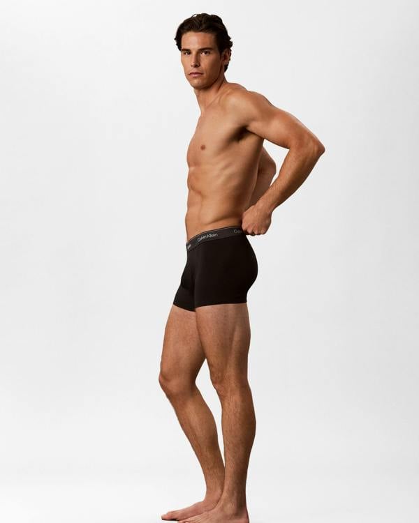 Calvin Klein 3-Pack Icon Cotton Stretch Mens Trunks - Black/Goji Berry/Black