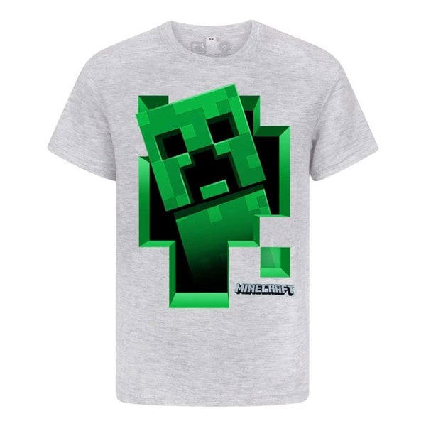 Minecraft Boys Creeper Inside T-Shirt - Grey