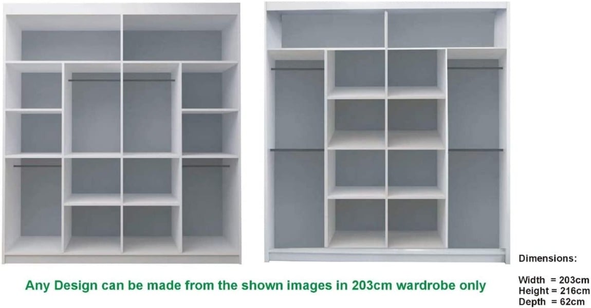 RAC3 Stylish Bedroom Sliding Wardrobe  -  comes in White/Grey/Black/Oak and Width 150cm/180cm/203cm/250cm (Black, 150cm)