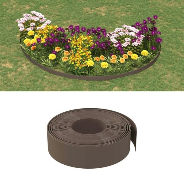 Berkfield Garden Edging Brown 10 m 15 cm Polyethylene