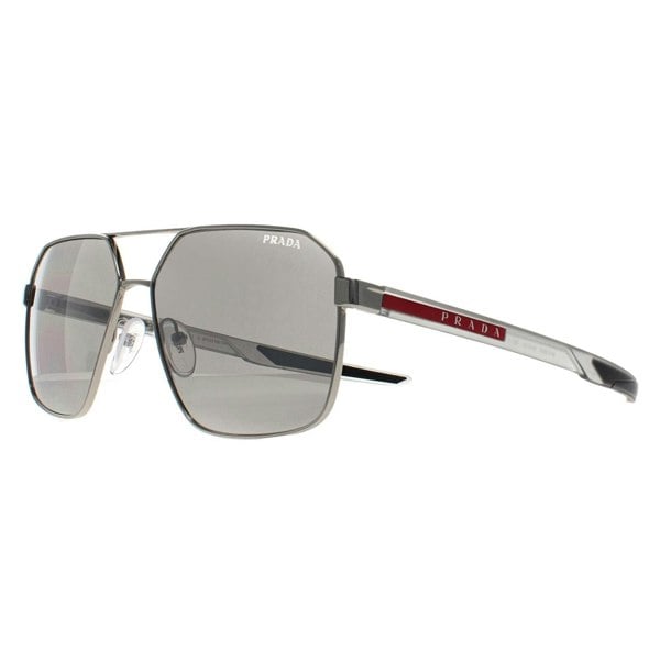 Prada Sport Sunglasses PS55WS 1BC07F Silver Light Grey Silver Mirror