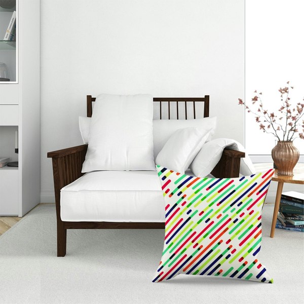 Warren Reed Coloured Diagonal Abstract Pattern Floor Cushion