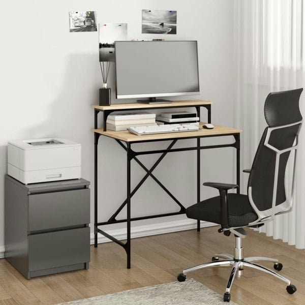 Berkfield Desk Sonoma Oak 80x50x90 cm Engineered Wood and Iron