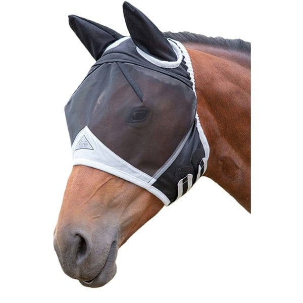 Shires Fine Mesh Horse Fly Mask With Ears - Black