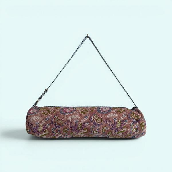 Hayley & Co Yoga Mat Bag | Brown, Blue and Lilac Floral Print
