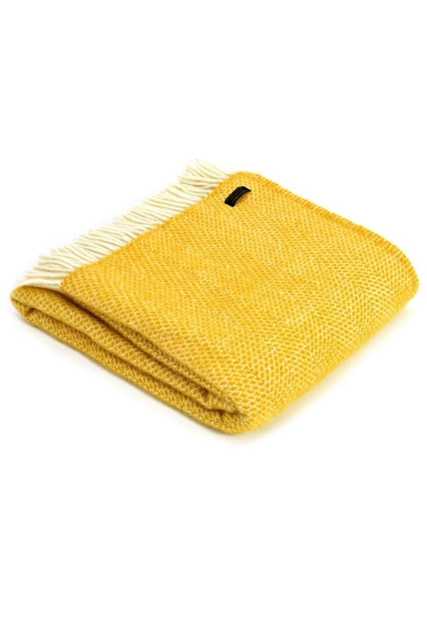 HomeSpace Direct Beehive Yellow Wool Throw