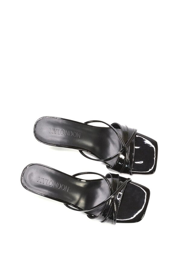 XY LONDON Mid Heeled Sandal Slip On Mules With Square Toe