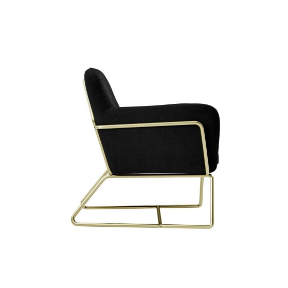 Wyld Haus Marseille Black Velvet Upholstered Armchair Gold Metal Legs