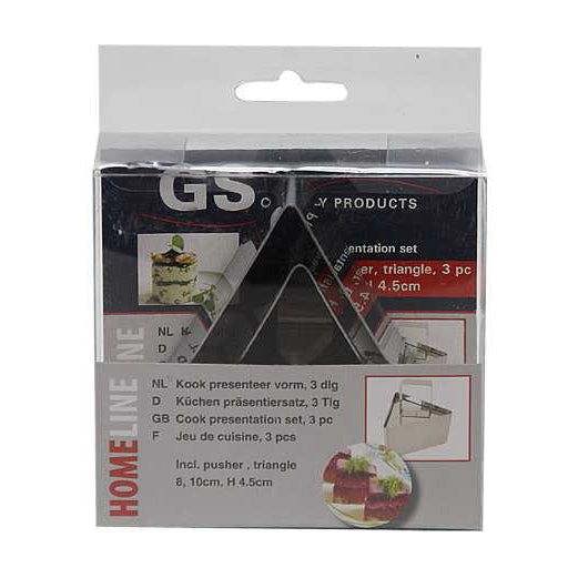 GS International Homeline 2 x Triangle Stainless Steel Cook Presentation Cutters with Pusher