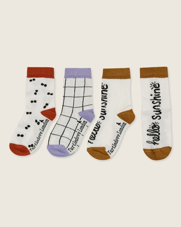 organic cotton Multicolour Check, Spots and Slogan Print Socks - 3 Pack - image 2