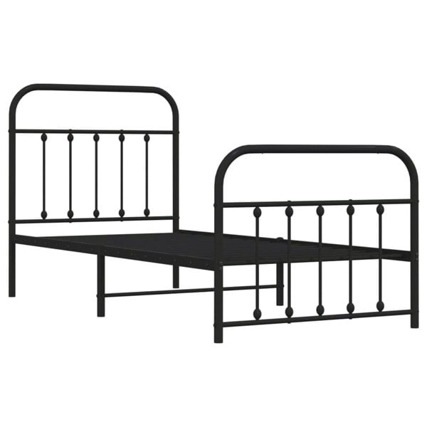 Berkfield Metal Bed Frame with Headboard and Footboard Black 90x200 cm