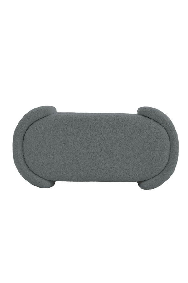 Living and Home Grey Polar Fleece Oval Accent Bench with Gold Metal Legs Bedroom Bed End Stool