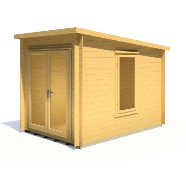 Shire Emneth 10x10 Pent Log Cabin 19mm interlock  Cladding - Best Shed