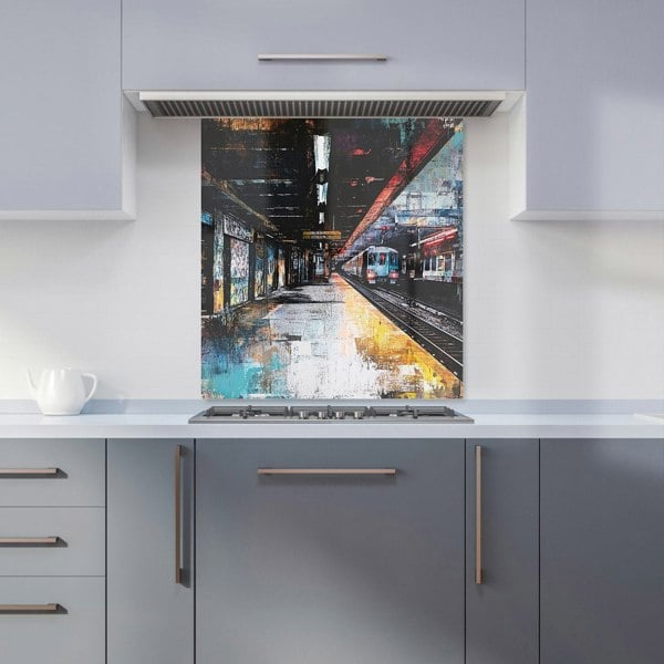 Warren Reed Urban City Train Station Glass Kitchen Splashback - 00032