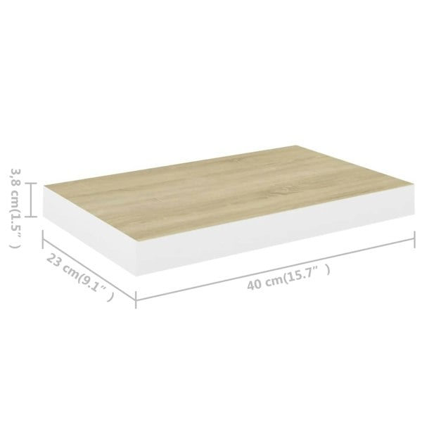 Berkfield Floating Wall Shelves 4 pcs Oak and White 40x23x3.8 cm MDF