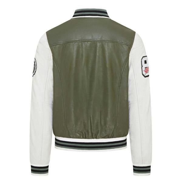 Infinity Leather Mens Baseball Leather Letterman Bomber Jacket - Ashwood