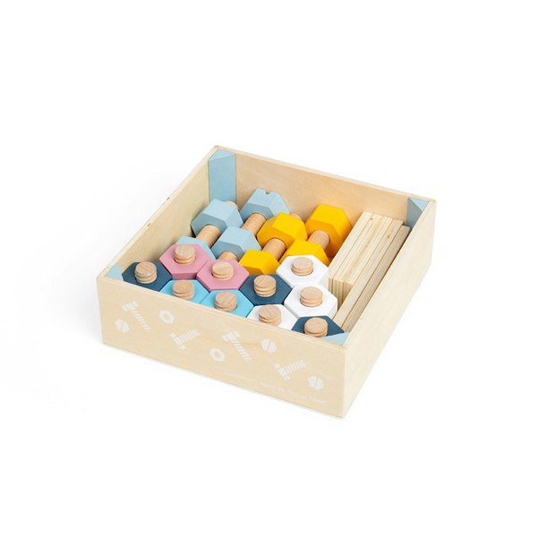 Bigjigs Toys Crate Of 20 Wooden Nuts And Bolts