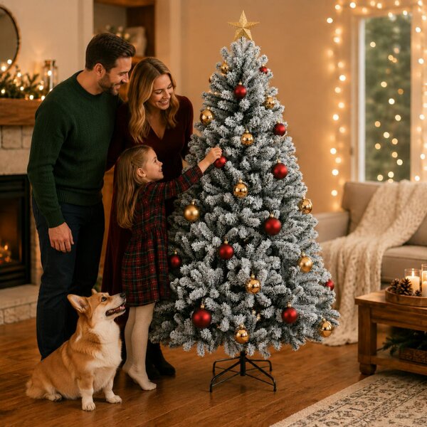Outdoor Living Festive Christmas 6 FT Snow tipped Full Christmas Tree