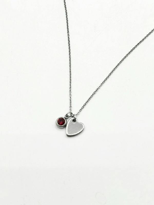 SVNX Mini Heart & July Birthstone Necklace in Silver - Gift Boxed
