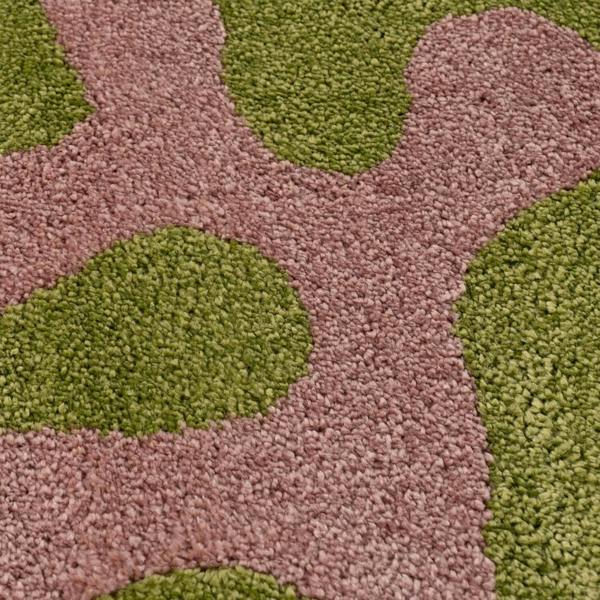 Joli Abstract Green & Pink non-shedding Rug