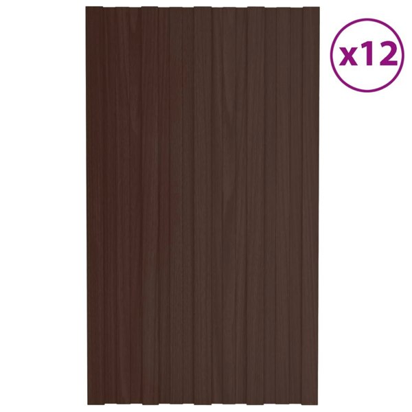 Berkfield Roof Panels 12 pcs Galvanised Steel Brown 80x45 cm