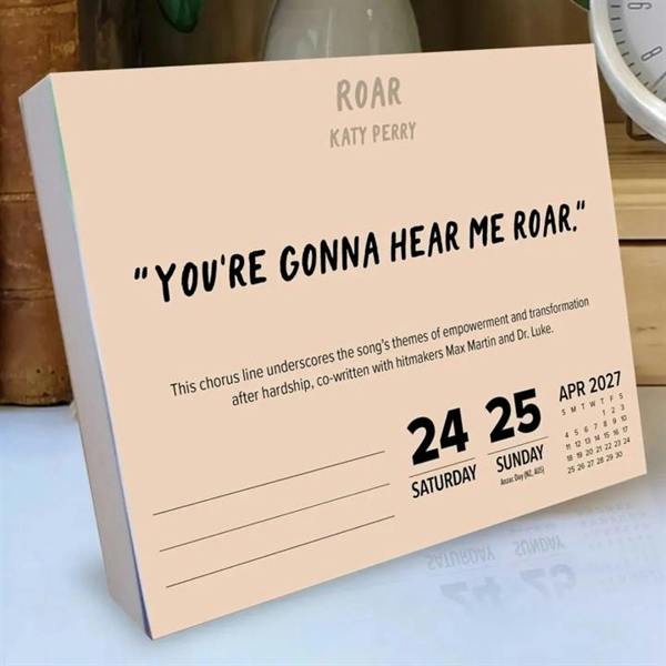 Lyrics to Live By Desk Calendar 2027, Desk Calendars, Day To View, Entertainment, Gift