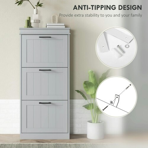 Wyld Haus Keliba Kaha Wooden Grey Minimal 3 Drawer Shoe Cabinet