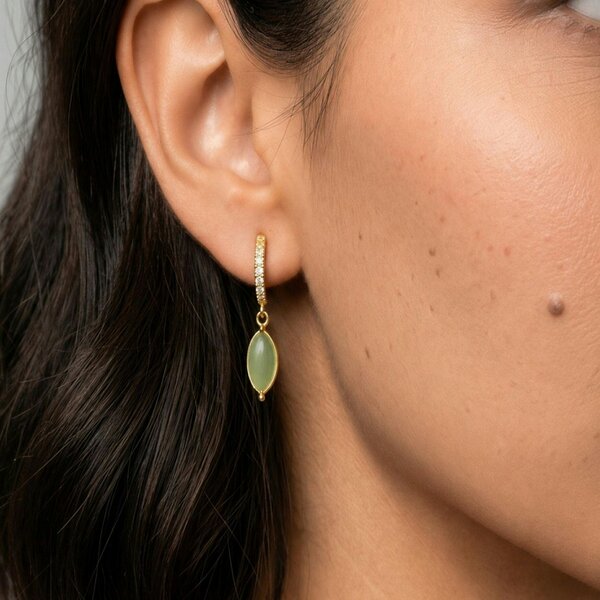 Uchi & Soto Nekomeishi Green Cats Eye Earrings