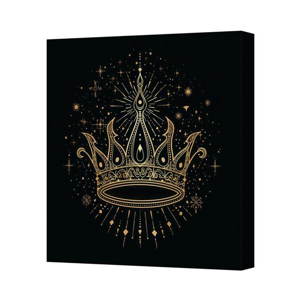 Benjamin Tate Design Gold Crown Canvas Wall Art Print Black Background Modern Decor