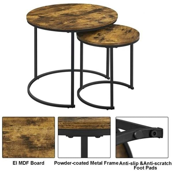 Havendro Nesting Coffee Tables Set of 2 Round Stacking Sofa Side Tables