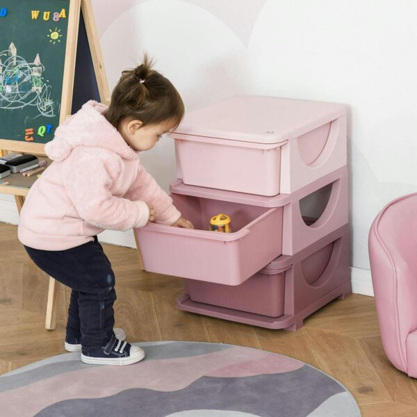 Dyzi Kids 3 Drawer Storage Unit Vertical Toy Clothes Organiser